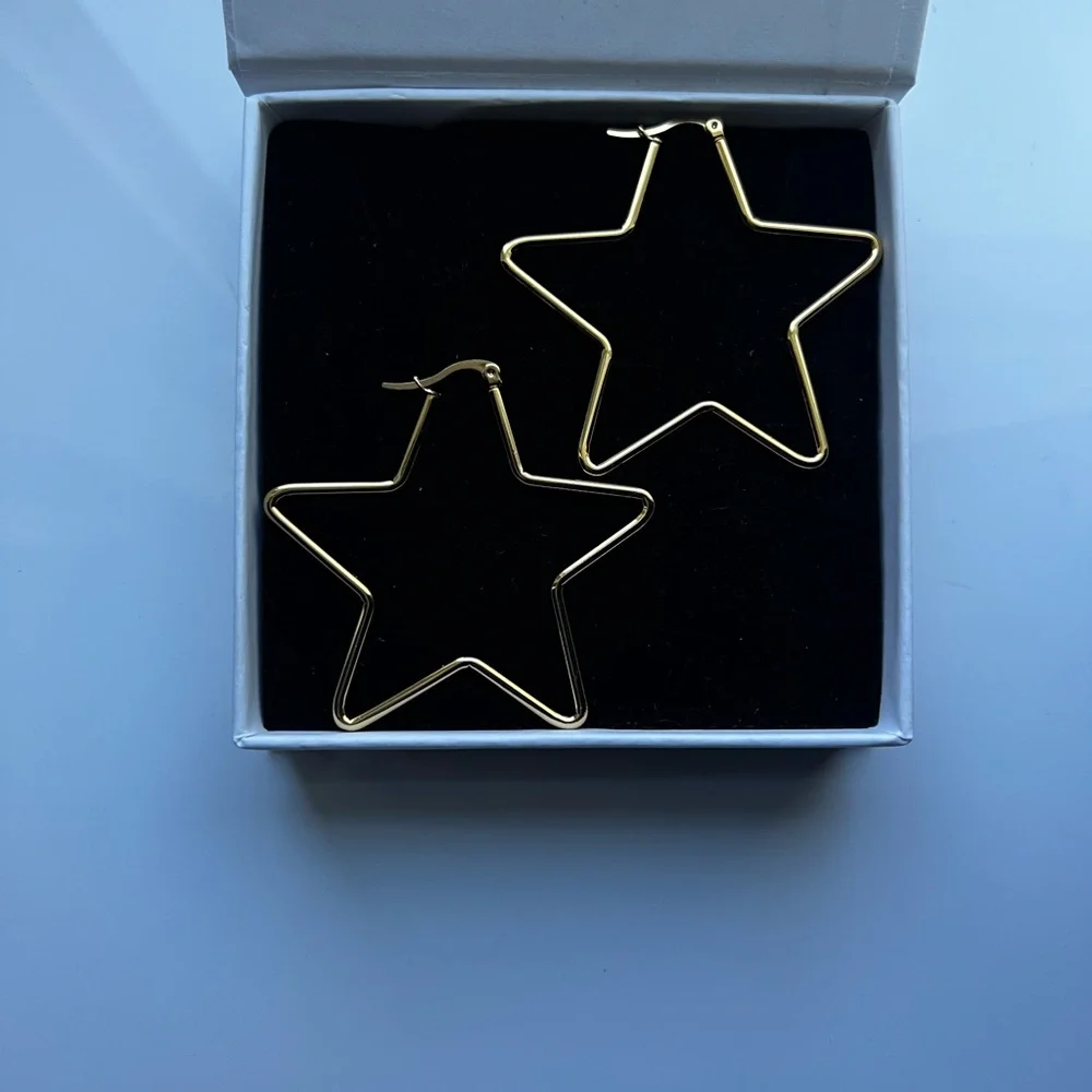 1.5” Gold plated Star Hoop Earrings